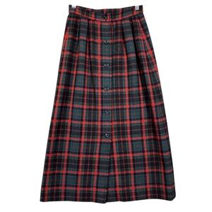 Pendleton Red and Green Plaid Maxi Skirt